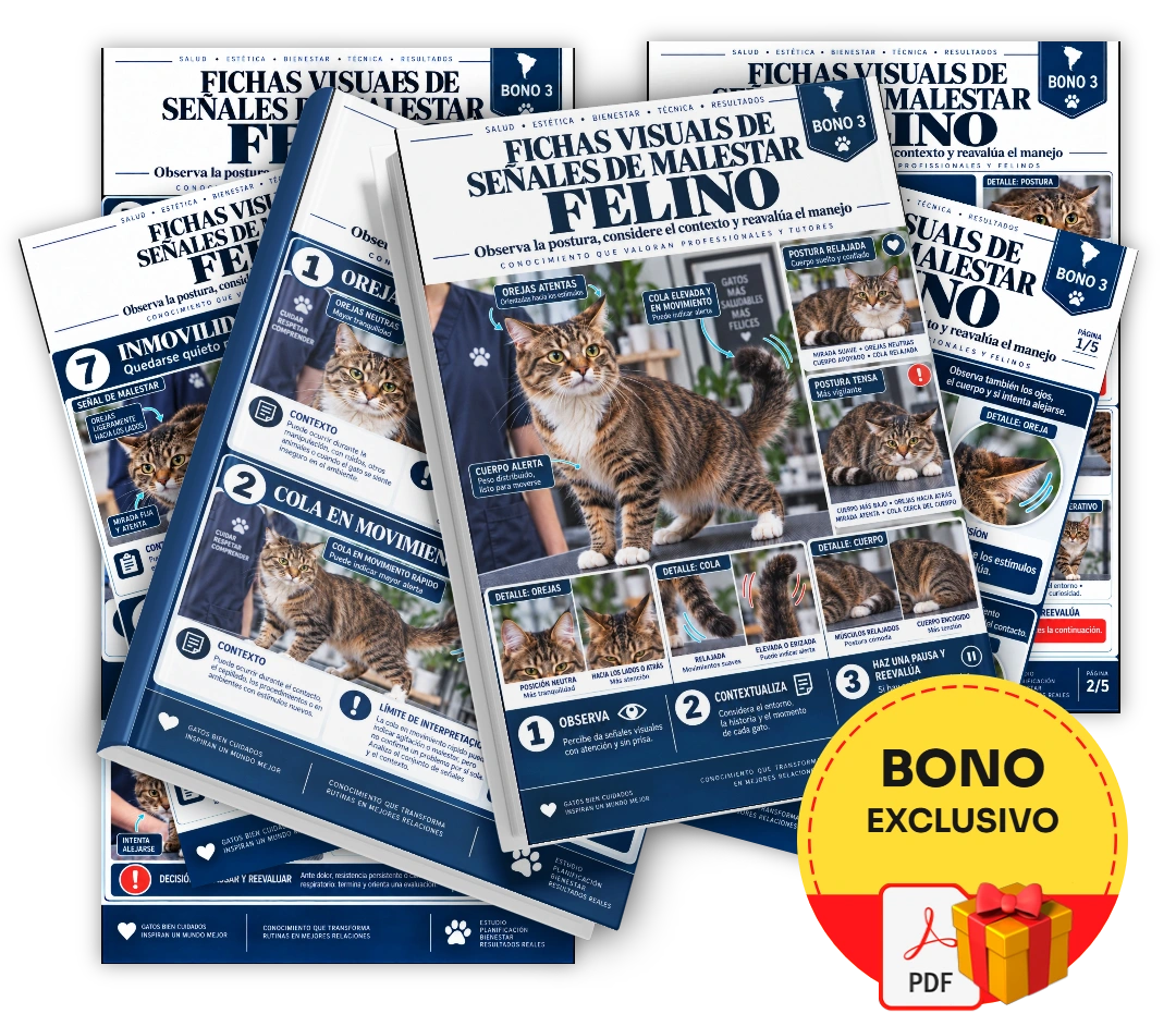 Fichas visuales de señales de malestar felino